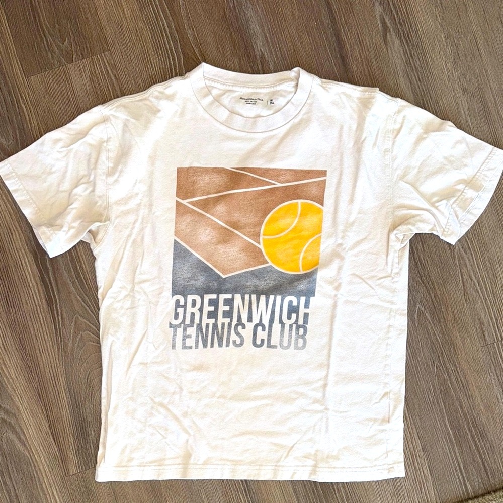Abercrombie & Fitch White Tennis Graphic Tee